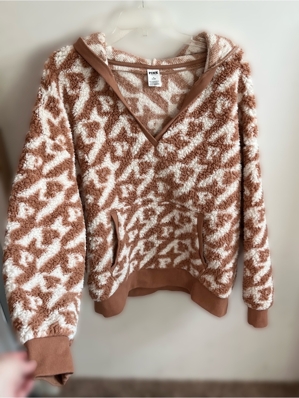 PINK Victoria's Secret Cream & Brown Patterned Pullover